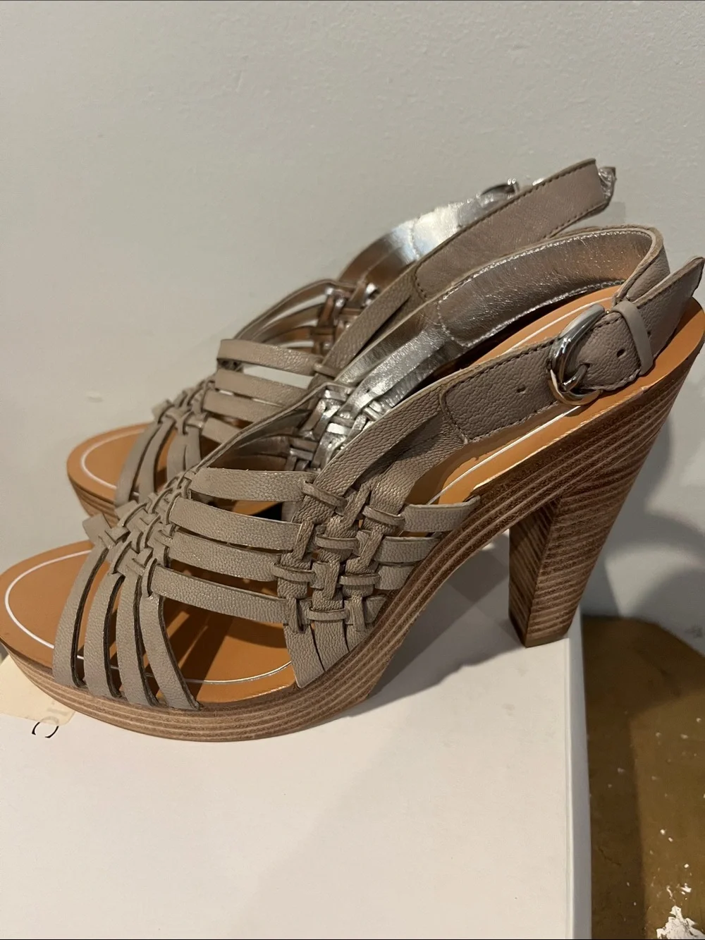 Banana Republic Gray Woven Slingback Sandals - Neutral Taupe
